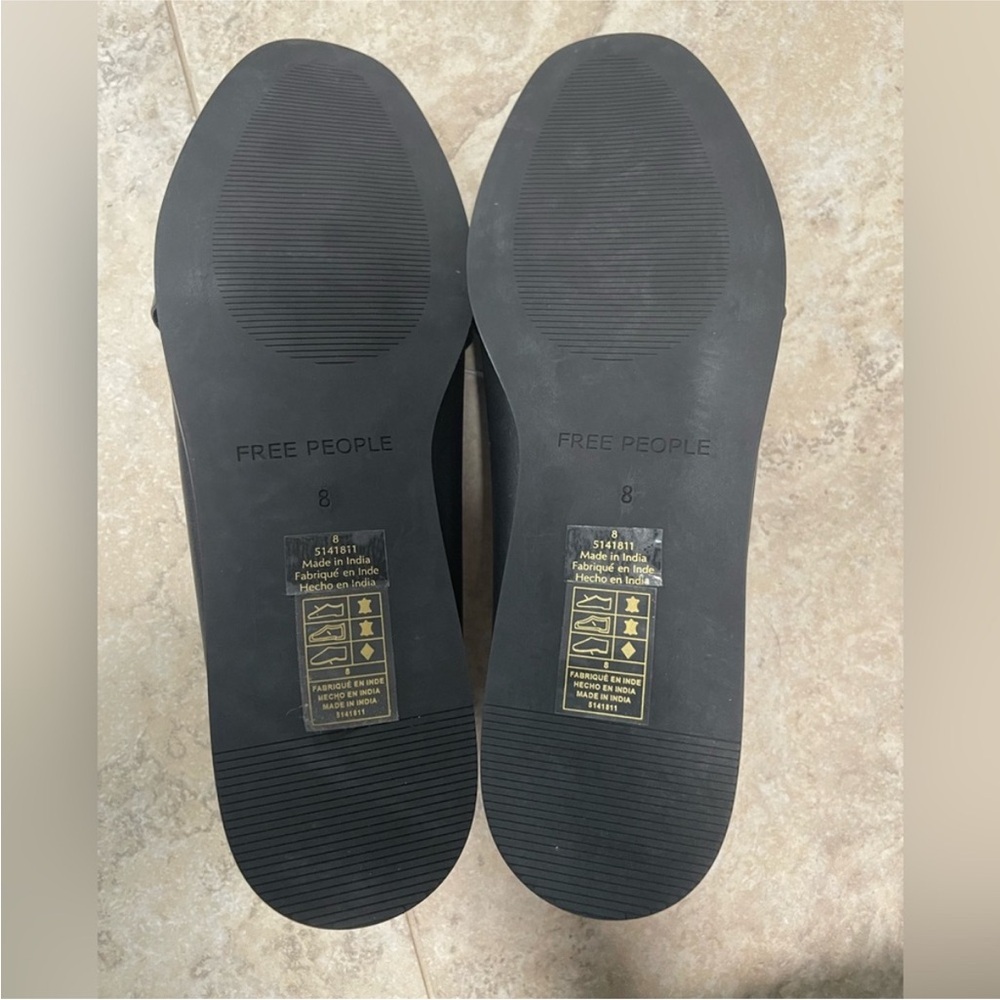 NIB FREE PEOPLE Mania Bow Ballerina Flats Black Leather. Size 8 - Picture 6 of 11